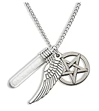 Hithop Castiel Wings, Rock Salt & Pentagram Pendant - Costume Accessory