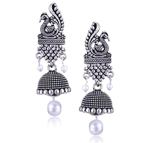 MEENAZ earrings for women fashion jhumka oxidised Silver Earrings for women Combo chandbali pearl chandbali stylish jhumkas traditional Earrings For girls South indian traditional Ear Rings -M138