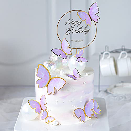 21Pcs Cake Topper Farfalla Decorazione, con Happy