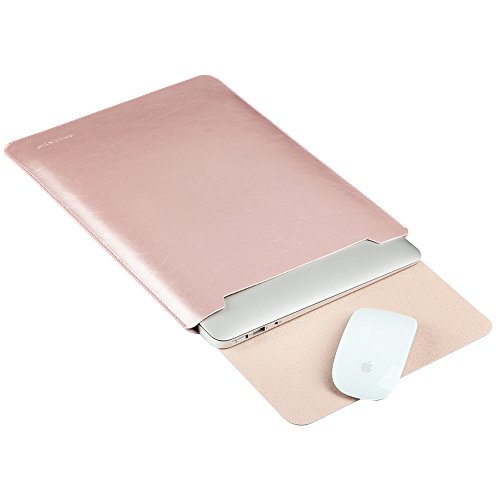 GENORTH® Funda de Cuero Microfibra PU Resistente al Agua para Apple Ordenador portátil MacBook Pro/MacBook Pro Retina 15.4 Pulgadas (15 Pulgadas, Rose Gold)
