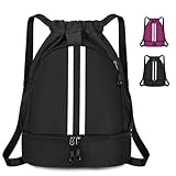 【STRAPAZIERFÄHIGES MATERIAL】Dieser Sportrucksack mit Schuhfach ist aus 1080D High-Density-Oxford-Gewebe, reißfest und verschleißfest weit mehr als gewöhnliche Stoffe, dreifach wasserdicht Prozess, regnerische Tage können auch leicht verwendet werden, Reißverschluss / Kordelzug Verstärkung Design, häufiges Öffnen und Schließen ist nicht leicht zu beschädigen