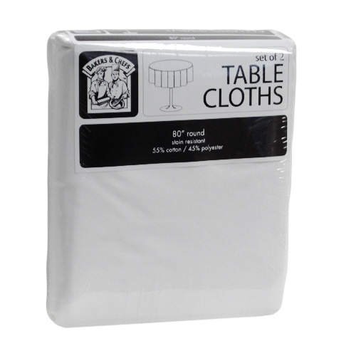 Bakers & Chefs TableclothsWhite Round 80" 2pk Amazon.in
