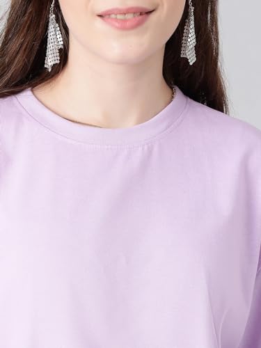 Image of KOTTY Women's Cotton Blend Solid Oversized T-Shirts