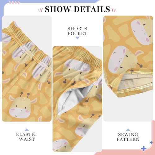 ZZXXB Cartoon Giraffe Boys Long Pants Soft Trousers Elastic Waist Kids Lounge Bottoms with Pockets S-XL4