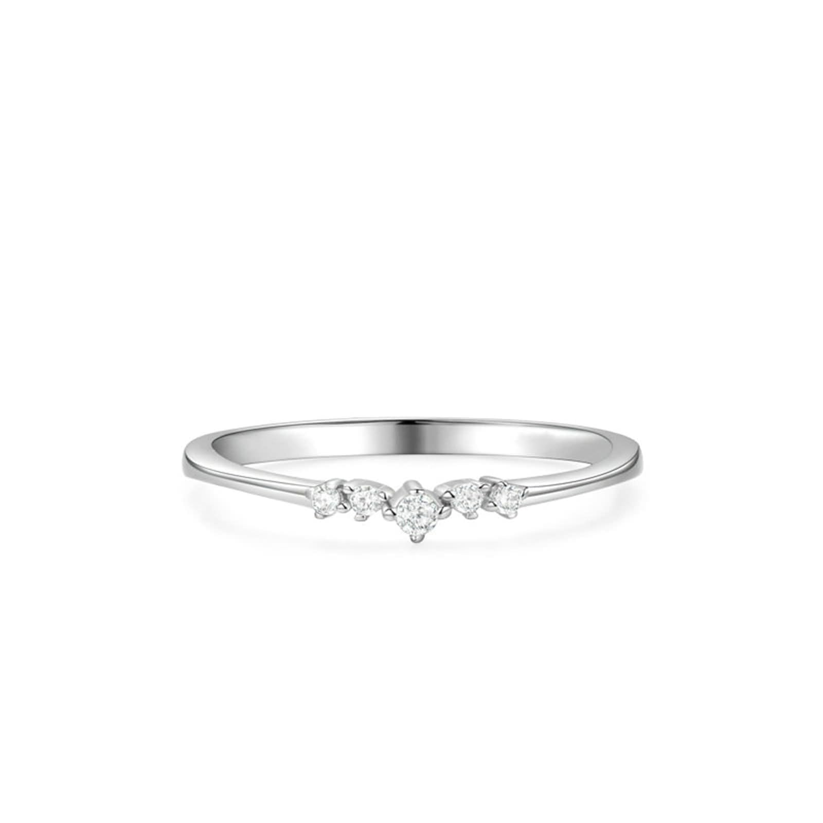 Anillo Mujer, Anillos Mujeres Delicado Anillo Apilable con Diamantes Fabricados en Laboratorio Plata Platino Tamaño 62 (19.7)