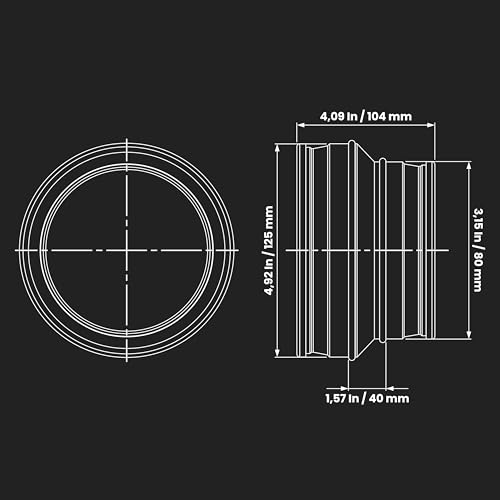 125 bis 80 mm Kanalreduzierer, runder Reduzierstück, Rohrerhöhung, Reduzierstück aus verzinktem Stahl (Ablauf, Abfluss und Entlüftung), Reduzierkupplung