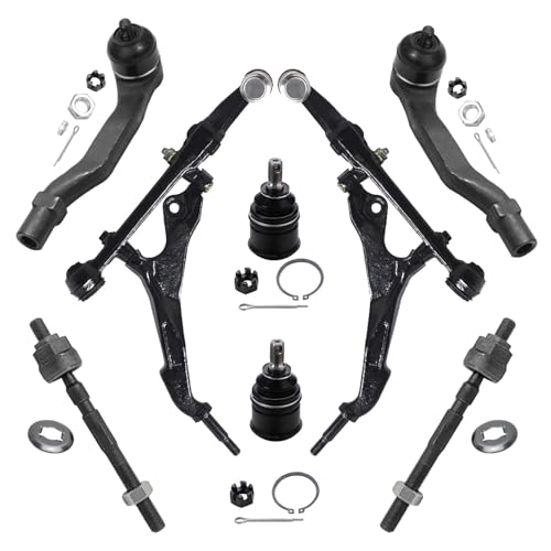 Image of Detroit Axle - 8pc Front End Suspension Kit for Acura 94-97 Integra, 92-95 Honda Civic, 93-97 Civic Del Sol, 2 Lower Control Arms 2 Lower Ball Joints 4 Tie Rod Ends Replacement