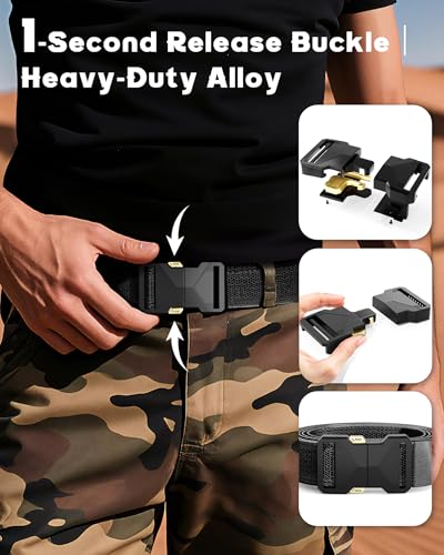 Tactical Belt, Heavy-Duty Quick-Release Buckle, 1.5” Nylon Web Belt – Ideal for Work, Hiking, Military and Riggers2