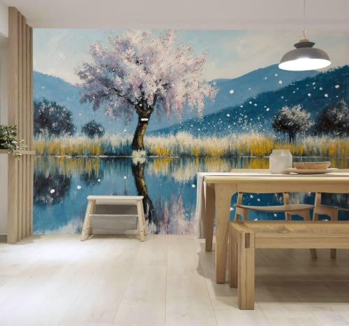Papier peint 3D montagnes et fleurs pour une ambiance salon nature - 4