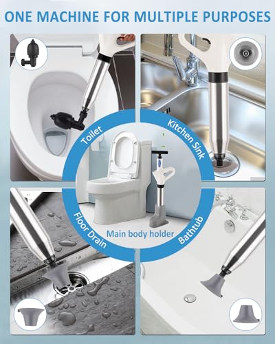 Limpieza de desagües de suelo con kit de émbolo de inodoro y base 6