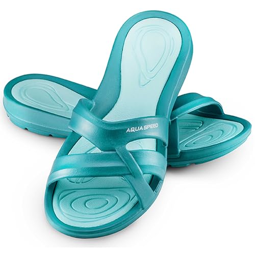 Aqua Speed Badesandalen für Damen + Mikrofaserhandtuch | Duschsandalen...