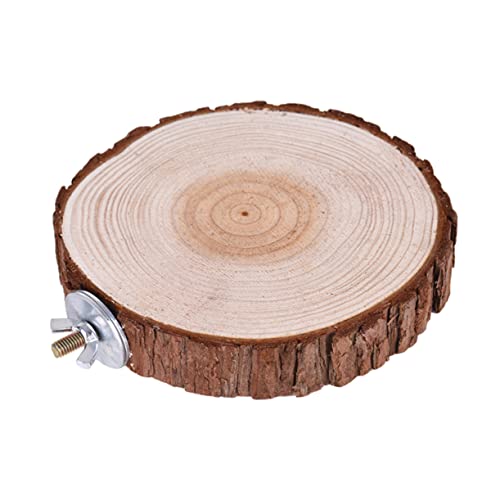CIYODO Round Wooden Springboard Pet Parrot Platform Stand Rack Natural Wood for Hamsters Gerbils Mice and Birds Bird Cage Accessory for Play and Exercise