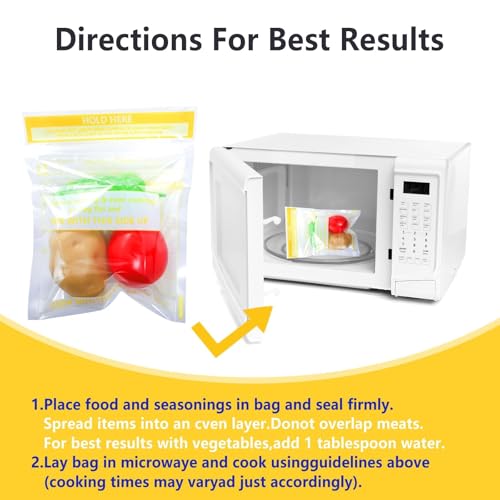 100 Pcs Microwave Steam Bags for Cooking Reusable Zipper Steam Vegetable Bag Frozen Food Heating Bags for Faster Vegetables Seafood and Meat, 7.1 X 7.9 Inches (100) - Thumbnail 7