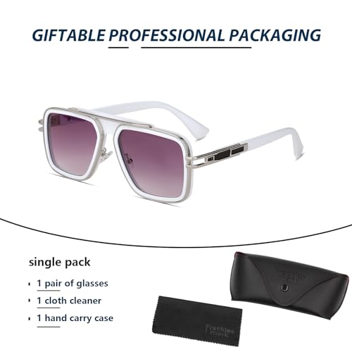 Image of Freckles Mark Trendy Retro Sunglasses for Men Women Stark Vintage Shades 70s Italian Fashion Square Metal Glasses