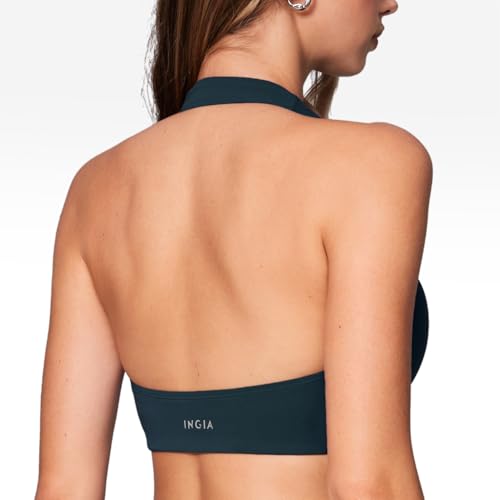 Image of INGIA Halter Longline Sports Bra Padded | Yoga, Workout, Low Back, Crop Top, with Built in Bra, for Women
