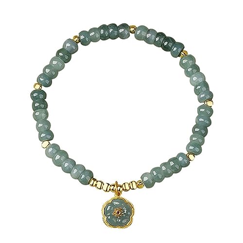 Bracelet en jade de glace anti-ternissement chaîne rétro fleur de pêche