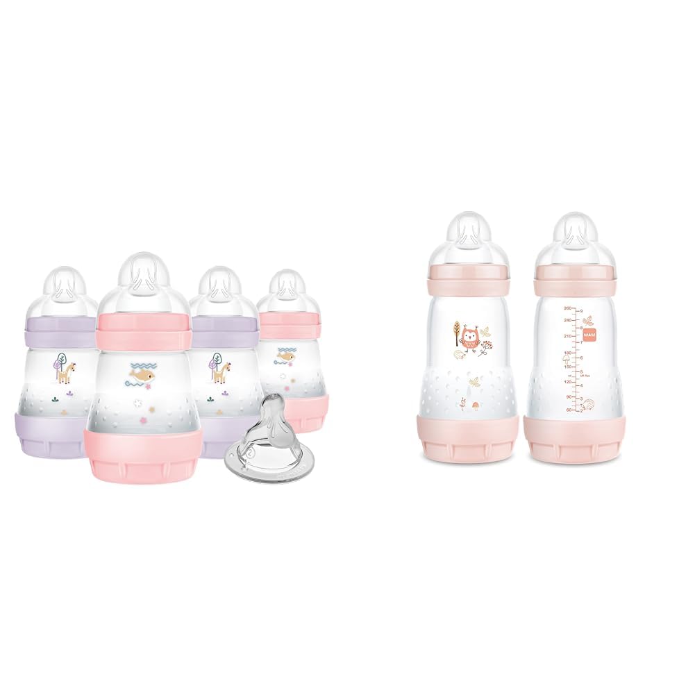 MAM Easy Start Anti-Colic Baby Bottles, Slow & Medium Flow Silicone Nipples, 5 & 9 oz, Reduces Colic, Gas, & Reflux, BPA-Free, Self-Sterilizing, Sustainable