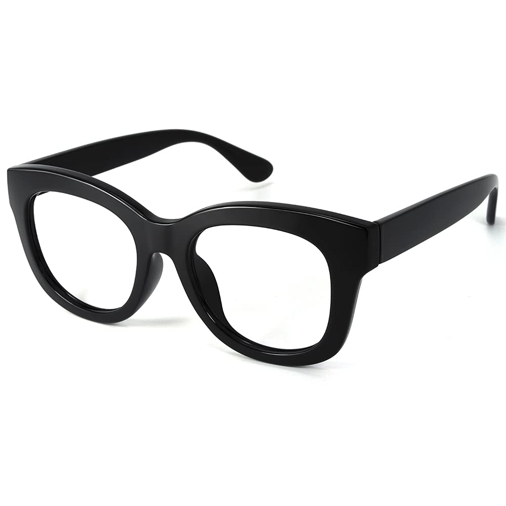 JiSooReading Glasses Women/Men Designer Oversized Readers, Thick Large Round Ladies Reading Glasses
