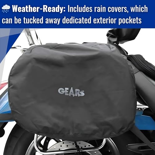 Alforjas Saddlebag Voyager para Motocicleta - Par Negro, 44 L, Montaje en Asiento, Cierre con Cremallera, Impermeables, Hechas de Poliéster 1200D miniatura 5