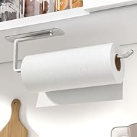 Susswiff Porta rotolo da cucina &ndash; autoadesivo o per forare sotto l'armadio - Porta rotolo da cucina argento per montaggio a parete - porta asciugamani di carta in alluminio aggiornato per bagno