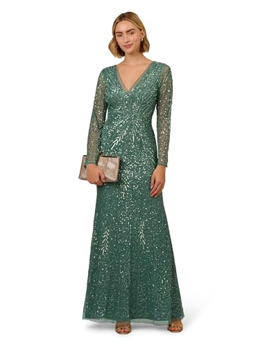 Adrianna Papell Women's Sleeve Bead Long Dress4