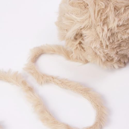 Image of NICEEC Faux Fur Yarn Super Soft, Chunky & Fluffy, Eyelash Yarn for Crochet & Knitting(Total Length 210yds /10.6oz) - Cream White Series /300g
