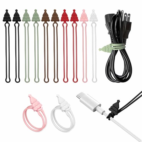 Nearockle L9058 Weihnachtsbaum Silikon Kabelbinder 12 Stück Mehrfarbig