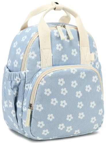 Image of Bluboon Toddler Backpack for Girls Boys 2-4 Cute 12 inch Preschool Kindergarten Backpacks Kids Daycare Bags School Travel (White Flower-Blue, Age 2-4 (12 inch H not Fit A4 Folder))