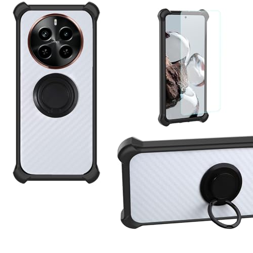 jioeuinly Case Compatible for Realme P1 Pro 5g Phone Case Cover PC backplane + Silicone Soft Frame Cover [360 Metal Ring, Magnetic Car Mount] CSKB-HEI