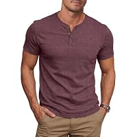 Men's Henley Short Sleeve Cotton Casual T-Shirt (multiple color options)