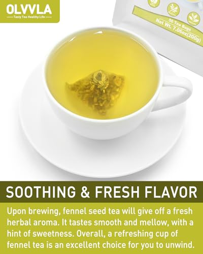 Image of Olvvla - Premium Fennel Tea Bags - 4g X 50 Count - 100% Pure Natural Whole Fennel Seeds - Sweet & Smooth - Non-GMO - Caffeine-free - Support Digestion & Promote Relaxation