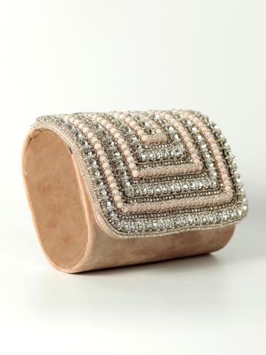 Image of THE TAN CLAN Nysa Beige Flap Over Clutches for women Bag for Women- Elegant Evening Handbag, Stylish Purse
