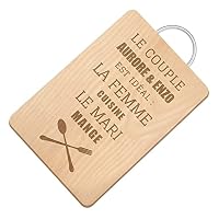 Planche à Découper Personnalisée En Bois De Hêtre - Cadeau Gravé Pour Mariage, Anniversaire Ou Noces - Poignée Intégrée - Format 38 X 23 Cm