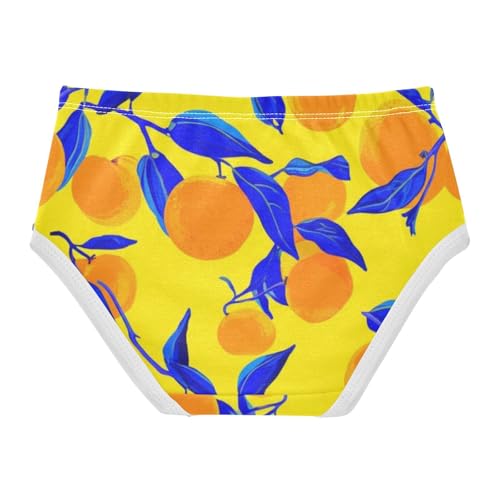 Girls Underwear Toddlers 2t Cotton Girl Panties Cute Print Briefs Underpants Oranges Deep Blue Leaves2