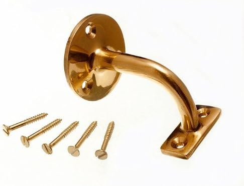3 x STAIR HAND RAIL BRACKETS WALL SUPPORTS SOLID BRASS 3 1/2 INCH 87MM