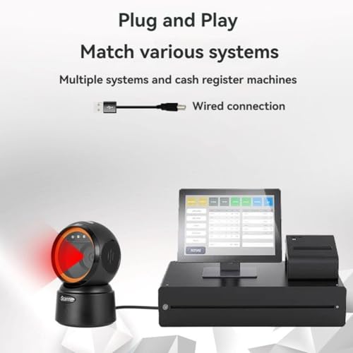 Scanner de code-barres QR 2D filaire, lecteur de code-barres USB omnidirectionnel - 4