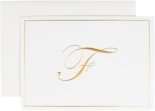 Miniatura 11 de Caspari Tarjetas de notas doradas en caja con iniciales en relieve en letra V, 16 tarjetas y sobres Dorado (Gold V)