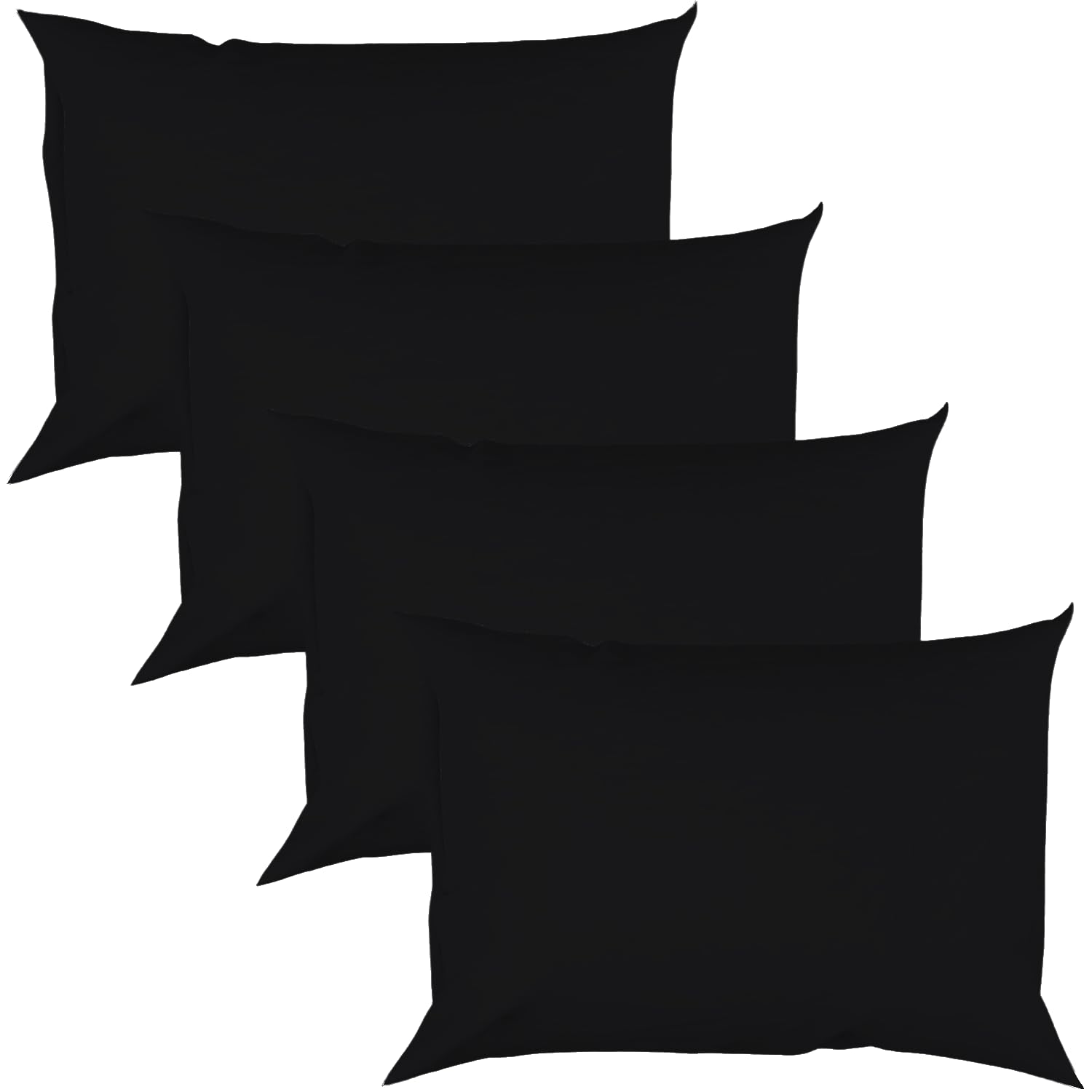 EGYLIN Pillow Cases 4 Pack Standard Size 50x75 cm 100% Egyptian Cotton Pillowcases with Envelope Closure Bed Pillow Cases 800 Thread Count Soft Breathable Hotel Quality Pillow Covers Easy Care - Black