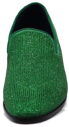 Image of SPK26 Men's Vintage Velvet Rhinestone Designer Dress Loafers Slip On Shoes Classic Tuxedo Dress Shoes