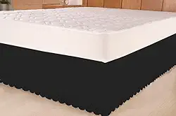 Saia para Cama Box Ajustável, Compatível com Solteiro, Viúva, Casal e Queen, com Sistema de Elástico e Fivela (Preto)