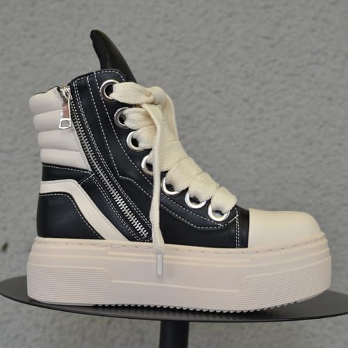 New Street Style Round Toe Thick Sole Platform Chunky Heels Men Women Sneakers Zipper Fashion Unisex Punk Casual Skateboard Shoes3