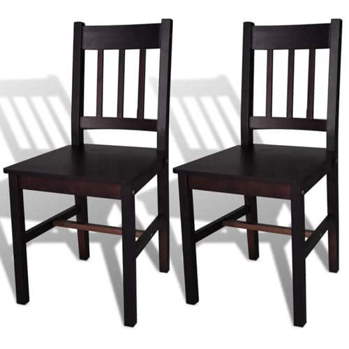 Sufrk Sillas de comedor de madera de pino marrón oscuro | Sillas de comedor o silla de oficina con patas, sillas de cocina para salón, comedor, sala de reuniones