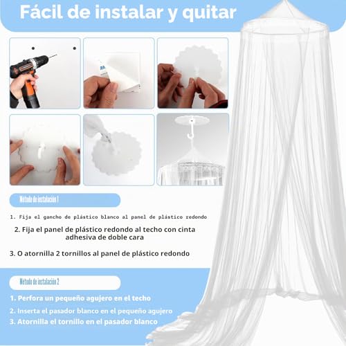 Miniatura 3 de Mosquitera Blanca Para Cama Doble, Cama De Viaje, Mosquitera Colgante Para Cuna, Mosquitera Para Cama Infantil, Mosquitera Para Hamaca En Casa, Viajes, Camping, Protección Contra Insectos 60 X 250 X