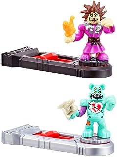 Akedo 14267 Ultimate Arcade Warriors Versus Pack EPIC SHREDDY VS MADAME FURBALL Mini Battling Action Figures Ready, Fight, Split Strike