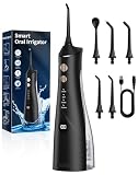 Hsweeth Water Flosser for Teeth Cordless, Oral Irrigator 5 Jet Tips and 4 Modes, Dental Care and Interdental Cleaning, Oral Care, Large Tank, IPX7 Waterproof, for Home and Travel Black