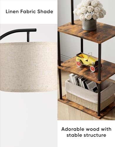 Image of PARTPHONER Floor Lamp with Table, Night Stand with Lamp, Narrow Side Table with 3CCT LED Bulb, Small Coffee Table, Modern End Table with Storage Shelves for Living Room Bedroom Home Decor