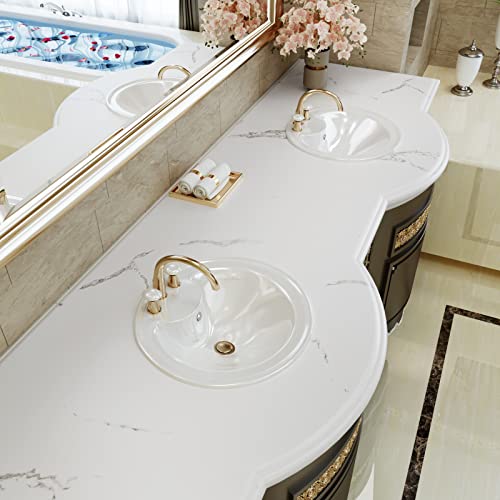 Cre8Tive White Marble Contact Paper For Countertops Matte Marble Wallpaper Peel And Stick Removable Marble Countertop Contact Paper Waterproof Self Adhesive Vinyl Roll For Bathroom Cabinets 12"X80" #TOP5