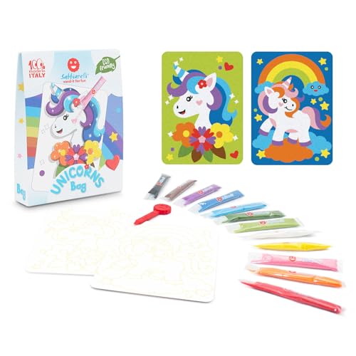 Sabbiarelli Sand-it For Fun - Bag Unicorns, Mini-set Créatif de Sand Art pour Enfants 5+ : 12...