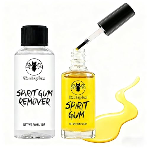 Spirit Gum Adhesive and Remover Kit Body Glue for Skin Professional Cosmetic Glue for Face Skin Body Stage Special Effect Prosthetics Makeup & Cosplay Wig