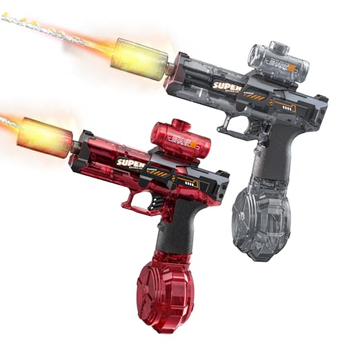 StimuVariety Electric Water Gun for Adults Kids, 2 pack Automatic Squirt Watergun pistol with Water spray sound and Led Light, Summer Outdoor Pool Beach Party Toys for Boys, Ice Mouse 2 Pack Black Red